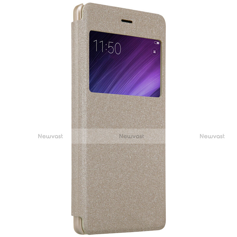 Leather Case Stands Flip Cover for Xiaomi Redmi 4 Prime High Edition Gold