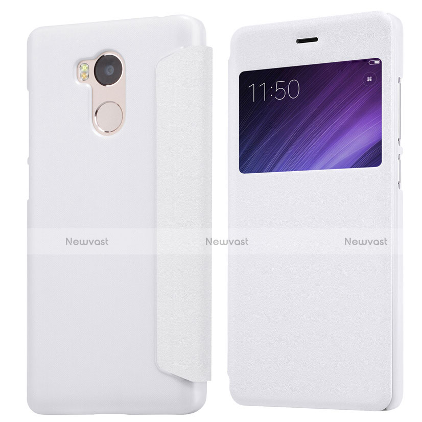 Leather Case Stands Flip Cover for Xiaomi Redmi 4 Prime High Edition White