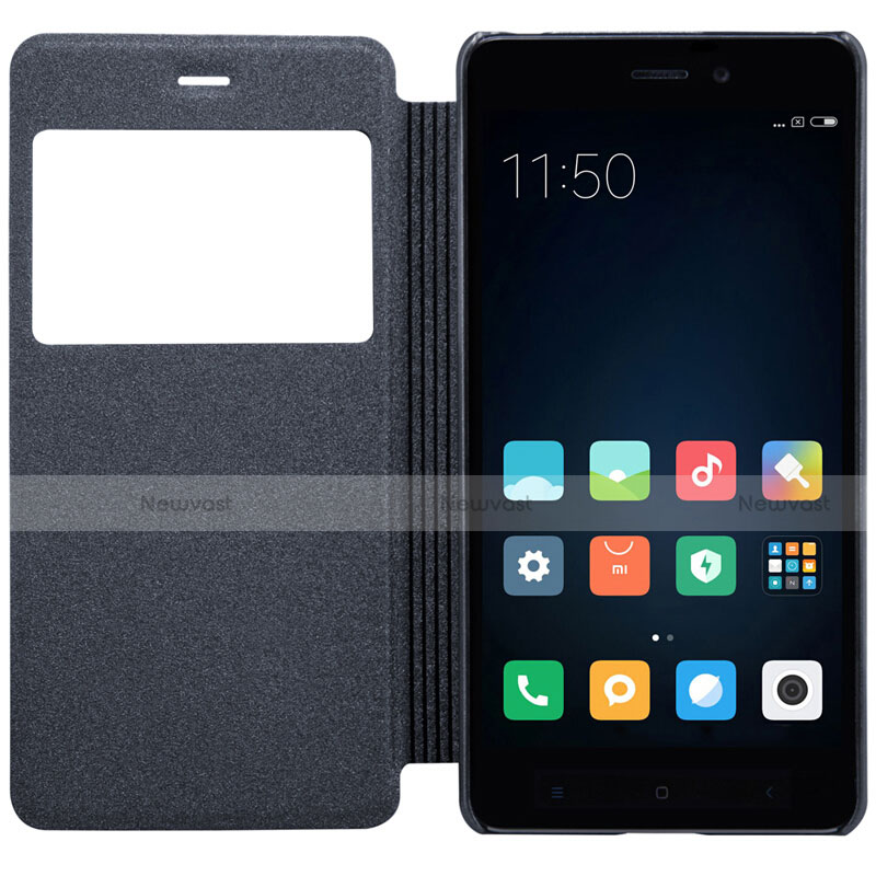 Leather Case Stands Flip Cover for Xiaomi Redmi 4 Standard Edition Black