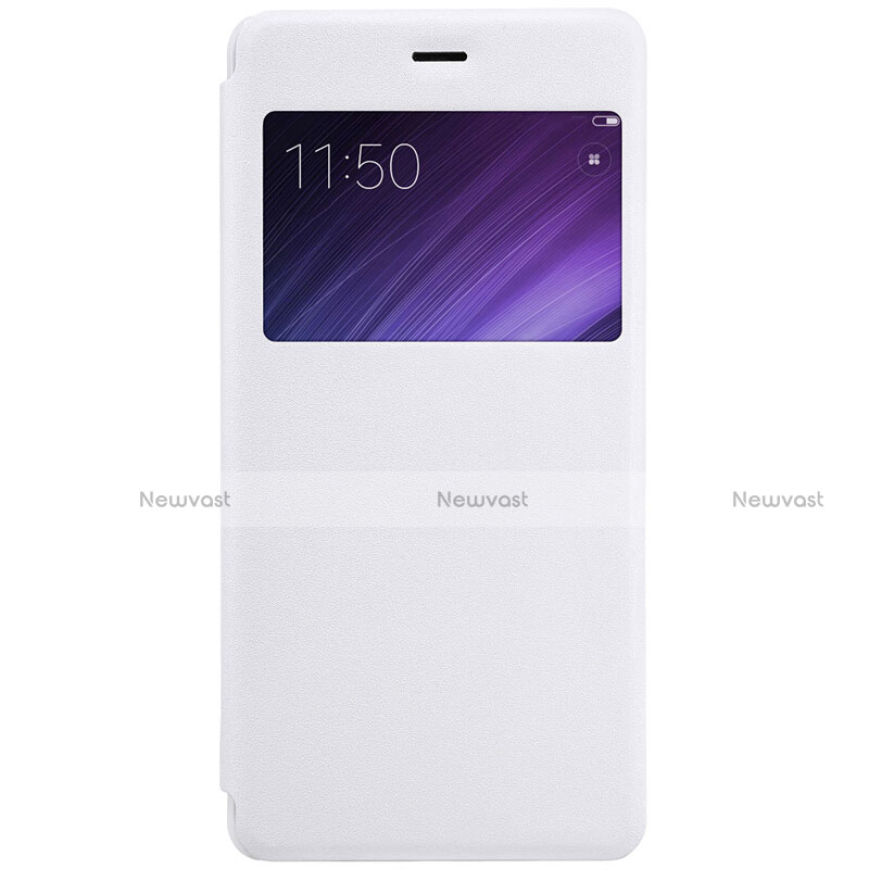 Leather Case Stands Flip Cover for Xiaomi Redmi 4 Standard Edition White