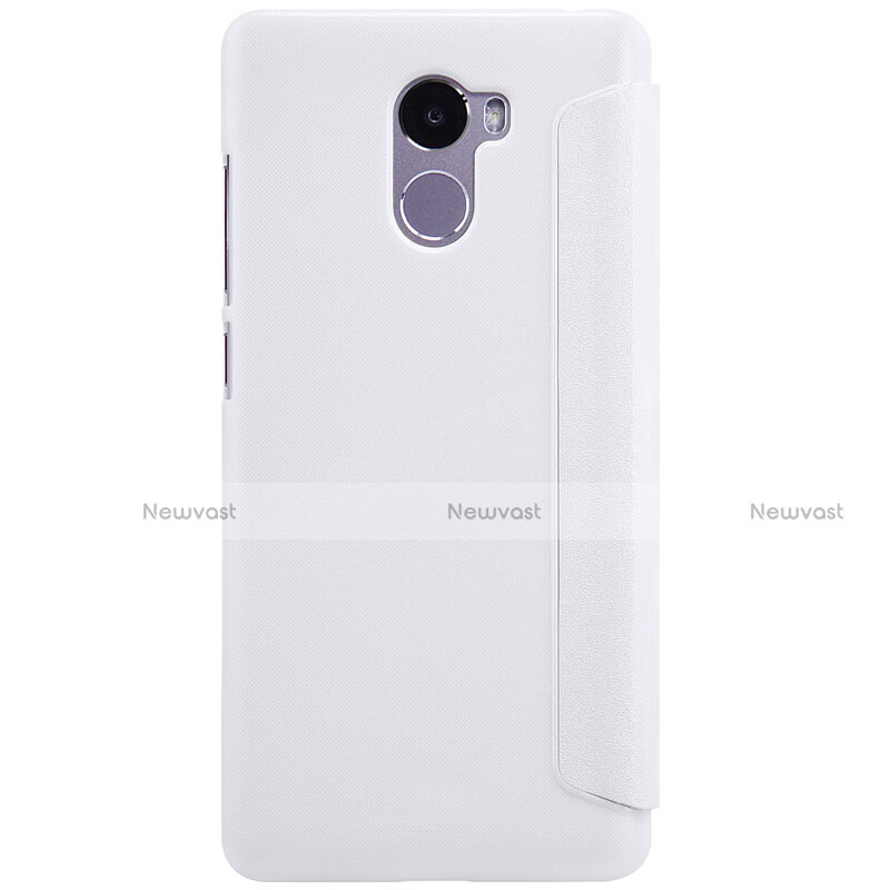Leather Case Stands Flip Cover for Xiaomi Redmi 4 Standard Edition White