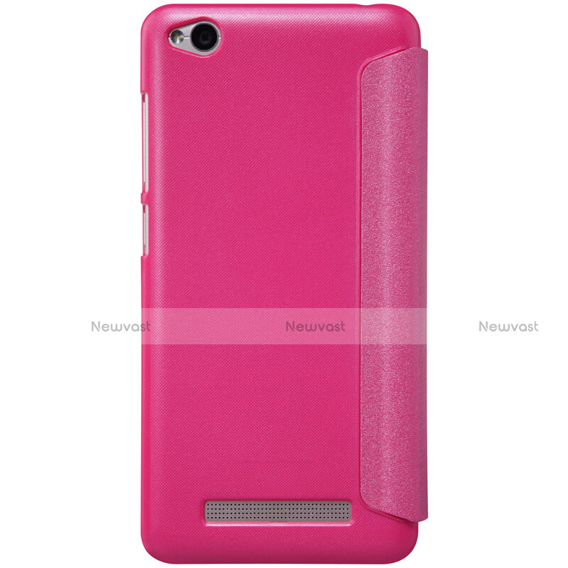 Leather Case Stands Flip Cover for Xiaomi Redmi 4A Hot Pink