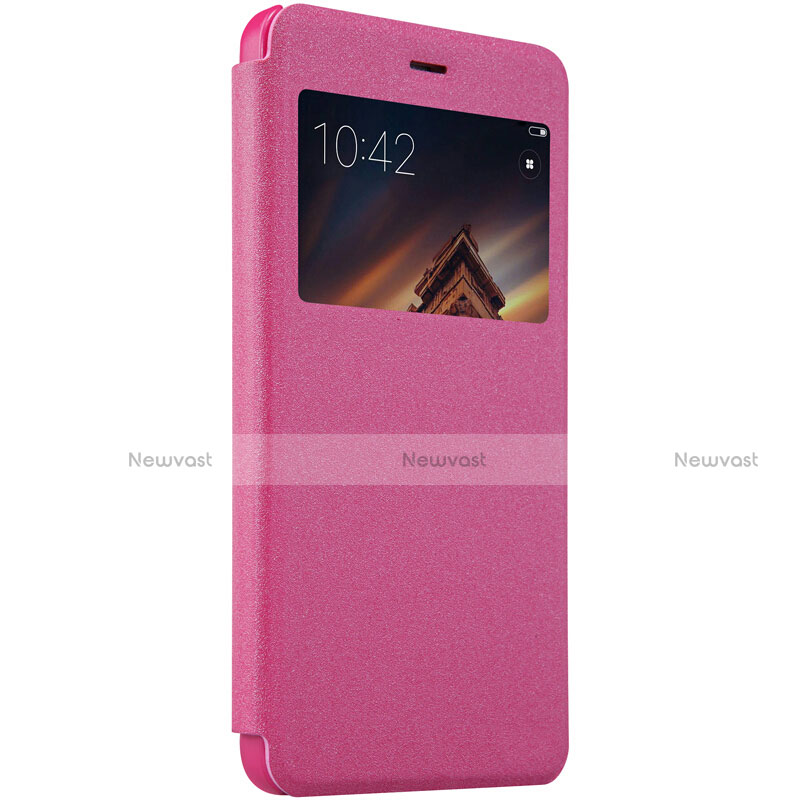 Leather Case Stands Flip Cover for Xiaomi Redmi 4A Hot Pink