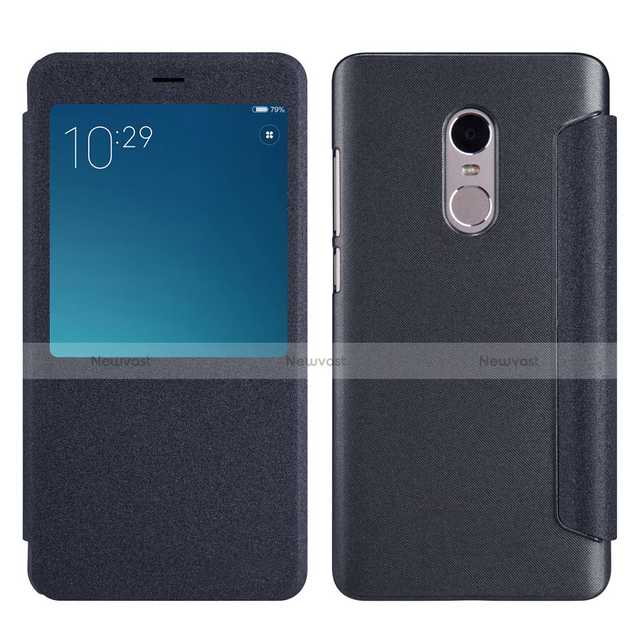 Leather Case Stands Flip Cover for Xiaomi Redmi Note 4 Black