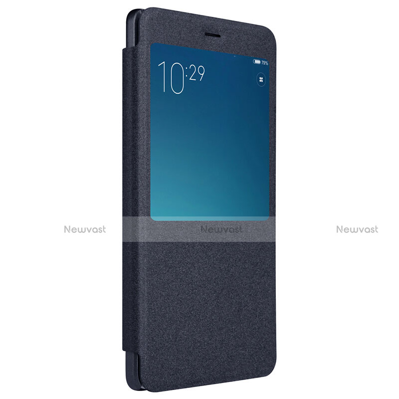 Leather Case Stands Flip Cover for Xiaomi Redmi Note 4 Black