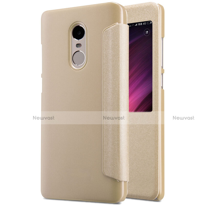 Leather Case Stands Flip Cover for Xiaomi Redmi Note 4X Gold