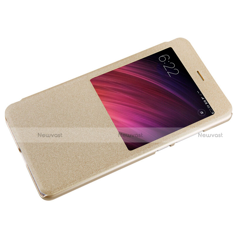 Leather Case Stands Flip Cover for Xiaomi Redmi Note 4X Gold