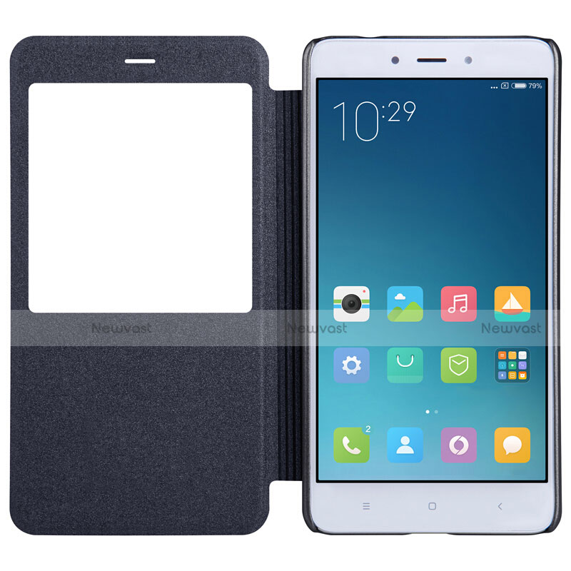 Leather Case Stands Flip Cover for Xiaomi Redmi Note 4X High Edition Black