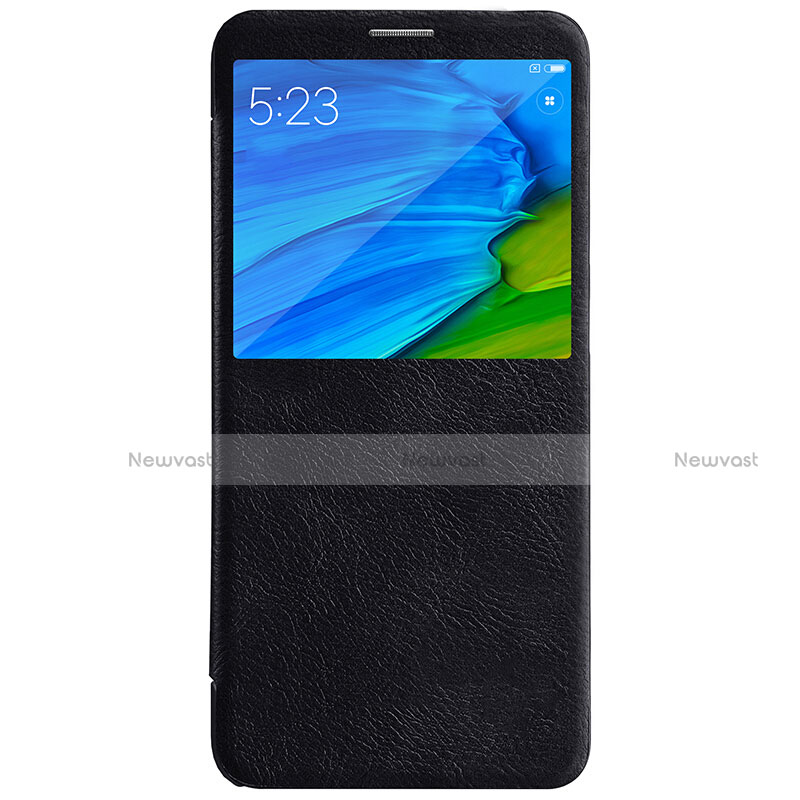 Leather Case Stands Flip Cover for Xiaomi Redmi Note 5 AI Dual Camera Black