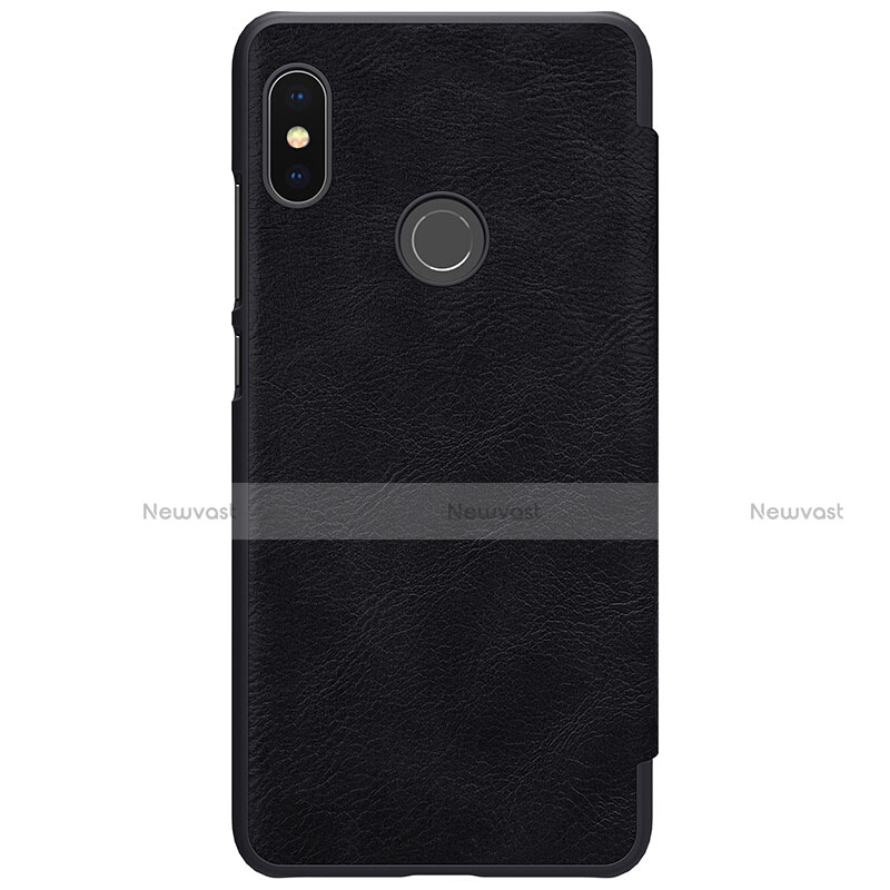 Leather Case Stands Flip Cover for Xiaomi Redmi Note 5 AI Dual Camera Black