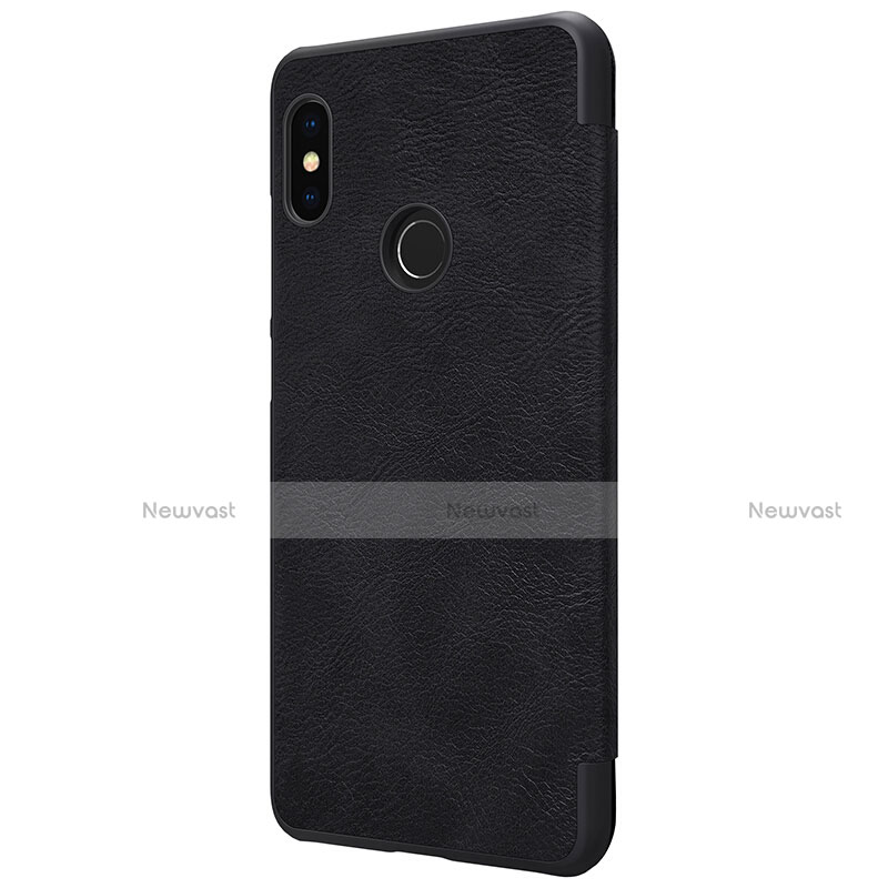 Leather Case Stands Flip Cover for Xiaomi Redmi Note 5 AI Dual Camera Black
