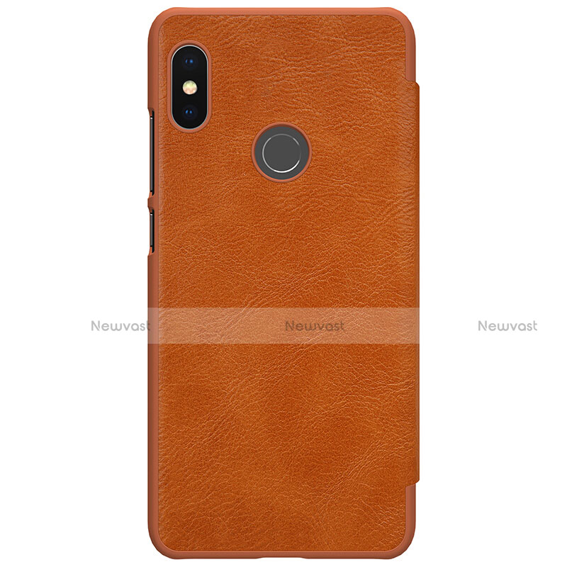 Leather Case Stands Flip Cover for Xiaomi Redmi Note 5 Brown