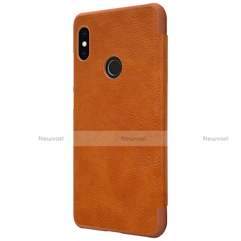 Leather Case Stands Flip Cover for Xiaomi Redmi Note 5 Brown