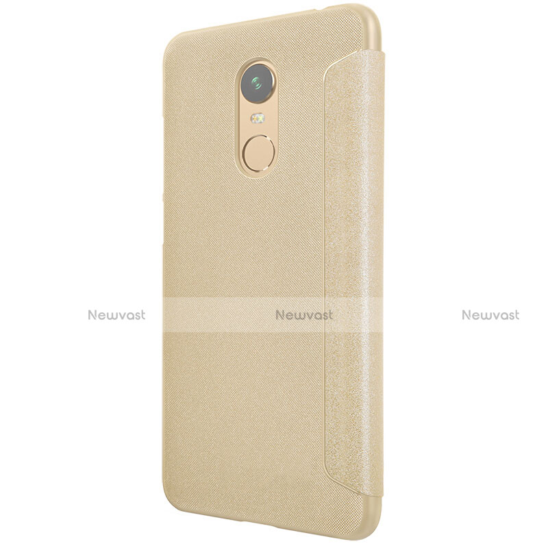 Leather Case Stands Flip Cover for Xiaomi Redmi Note 5 Indian Version Gold