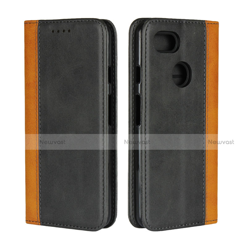 Leather Case Stands Flip Cover G01 Holder for Google Pixel 3 Black