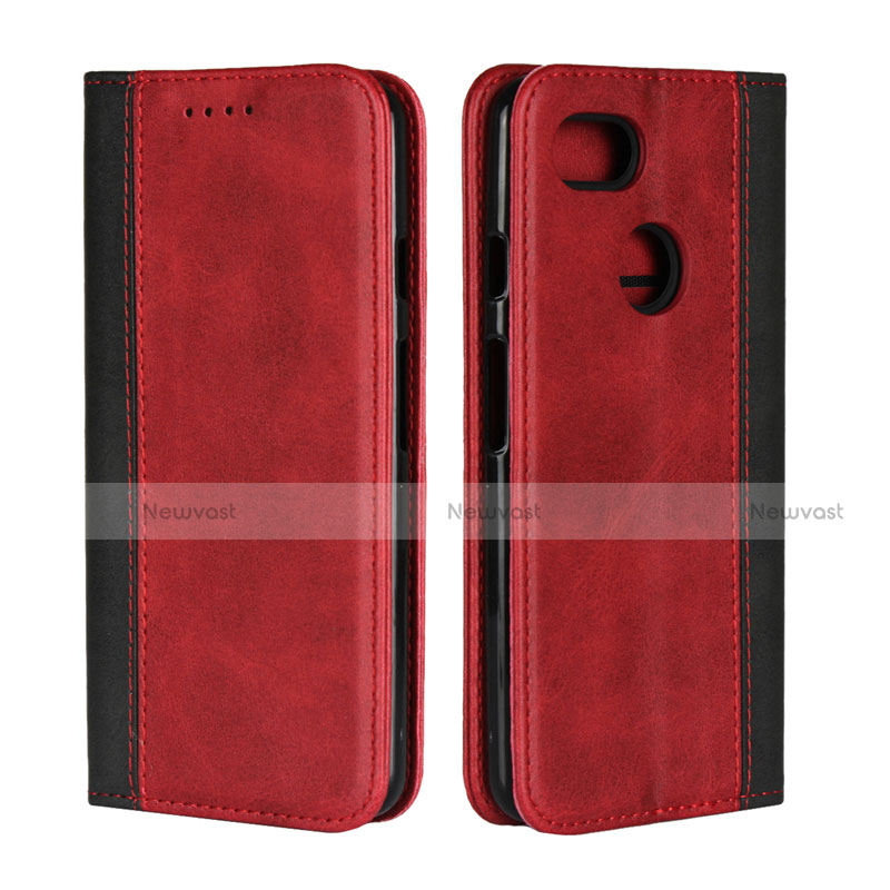 Leather Case Stands Flip Cover G01 Holder for Google Pixel 3 Red