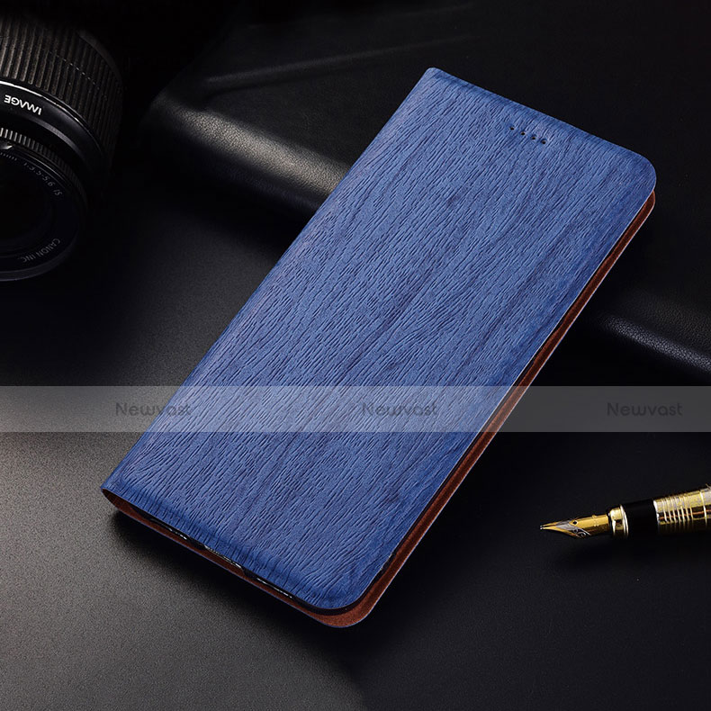 Leather Case Stands Flip Cover H02 Holder for Apple iPhone 13 Mini Blue