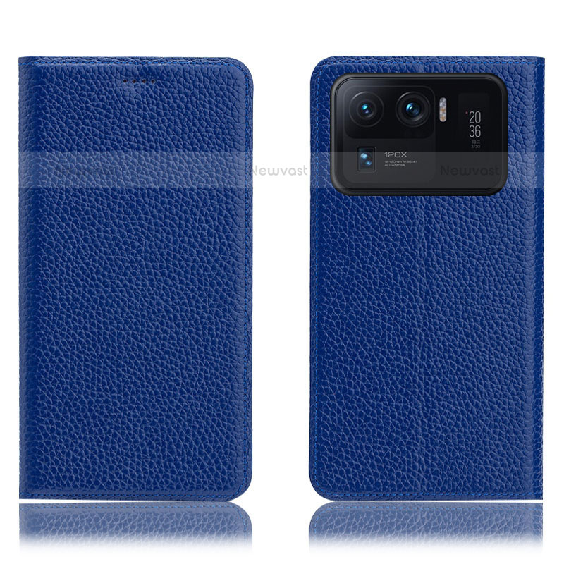 Leather Case Stands Flip Cover H02P Holder for Xiaomi Mi 11 Ultra 5G Blue