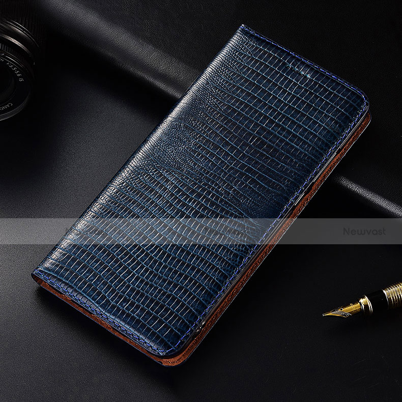 Leather Case Stands Flip Cover H03 Holder for Apple iPhone 13 Mini Blue