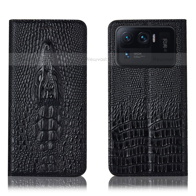 Leather Case Stands Flip Cover H03P Holder for Xiaomi Mi 11 Ultra 5G Black