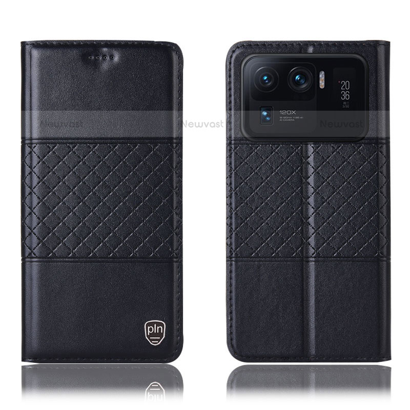 Leather Case Stands Flip Cover H04P Holder for Xiaomi Mi 11 Ultra 5G Black