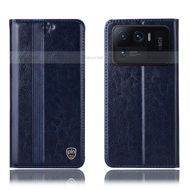 Leather Case Stands Flip Cover H05P Holder for Xiaomi Mi 11 Ultra 5G Blue