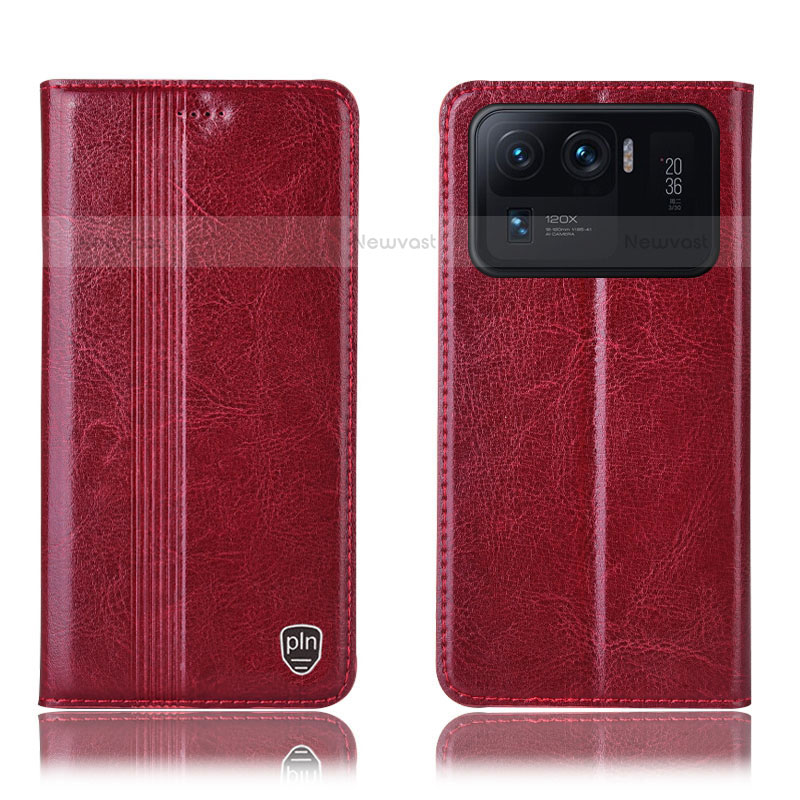 Leather Case Stands Flip Cover H05P Holder for Xiaomi Mi 11 Ultra 5G Red
