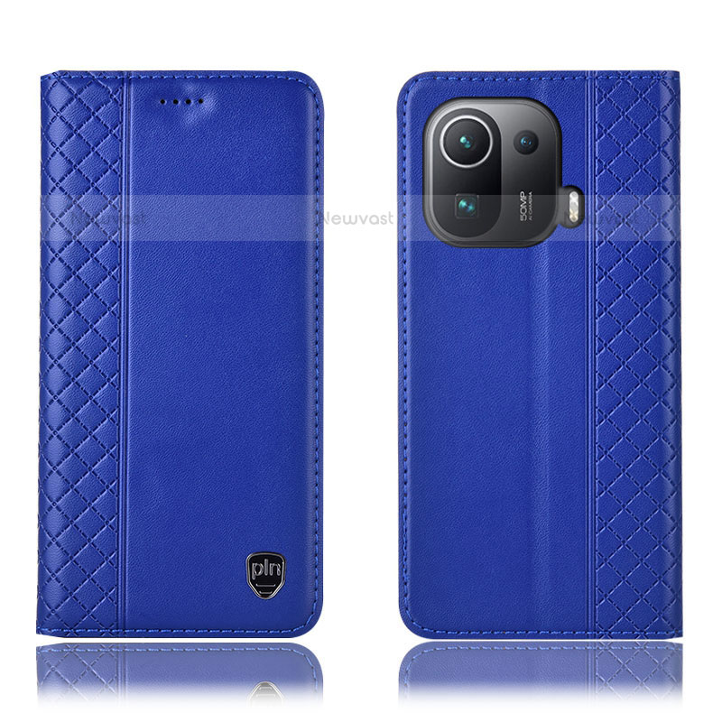 Leather Case Stands Flip Cover H07P Holder for Xiaomi Mi 11 Pro 5G Blue