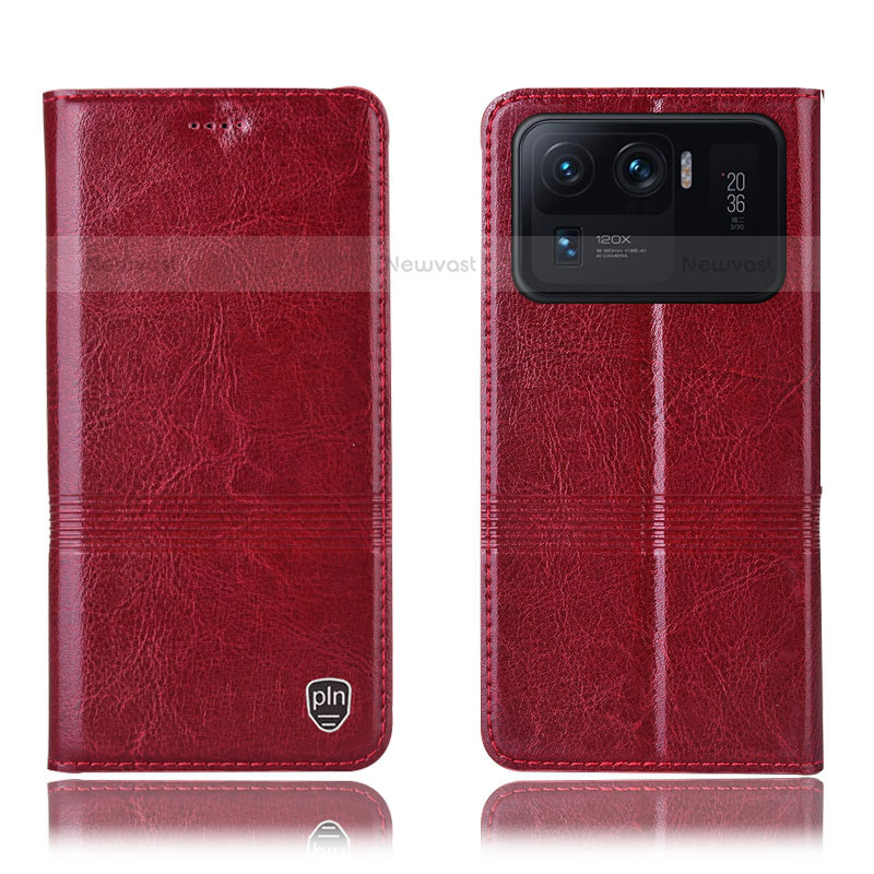 Leather Case Stands Flip Cover H07P Holder for Xiaomi Mi 11 Ultra 5G Red
