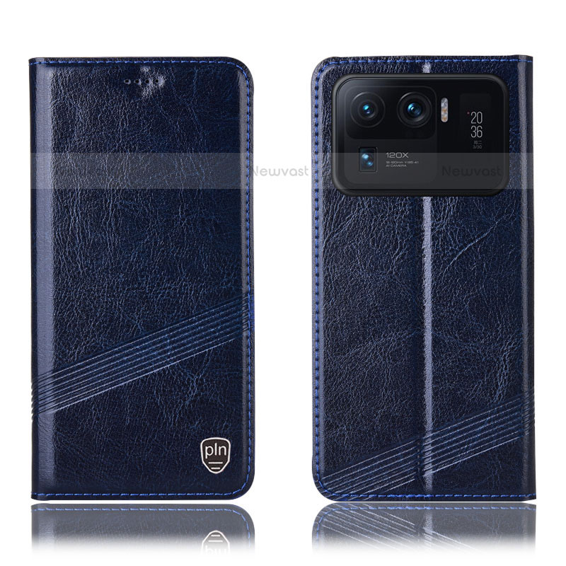 Leather Case Stands Flip Cover H09P Holder for Xiaomi Mi 11 Ultra 5G Blue