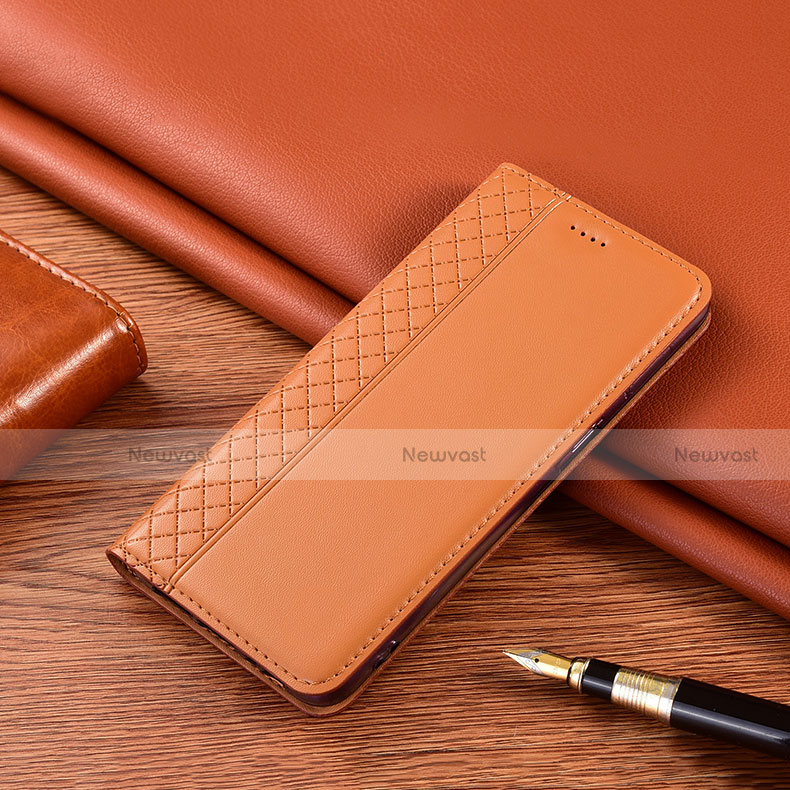 Leather Case Stands Flip Cover H10 Holder for Apple iPhone 13 Orange