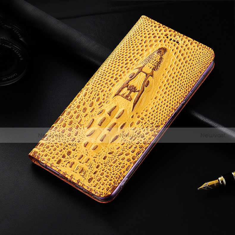 Leather Case Stands Flip Cover H15 Holder for Apple iPhone 13 Mini Yellow