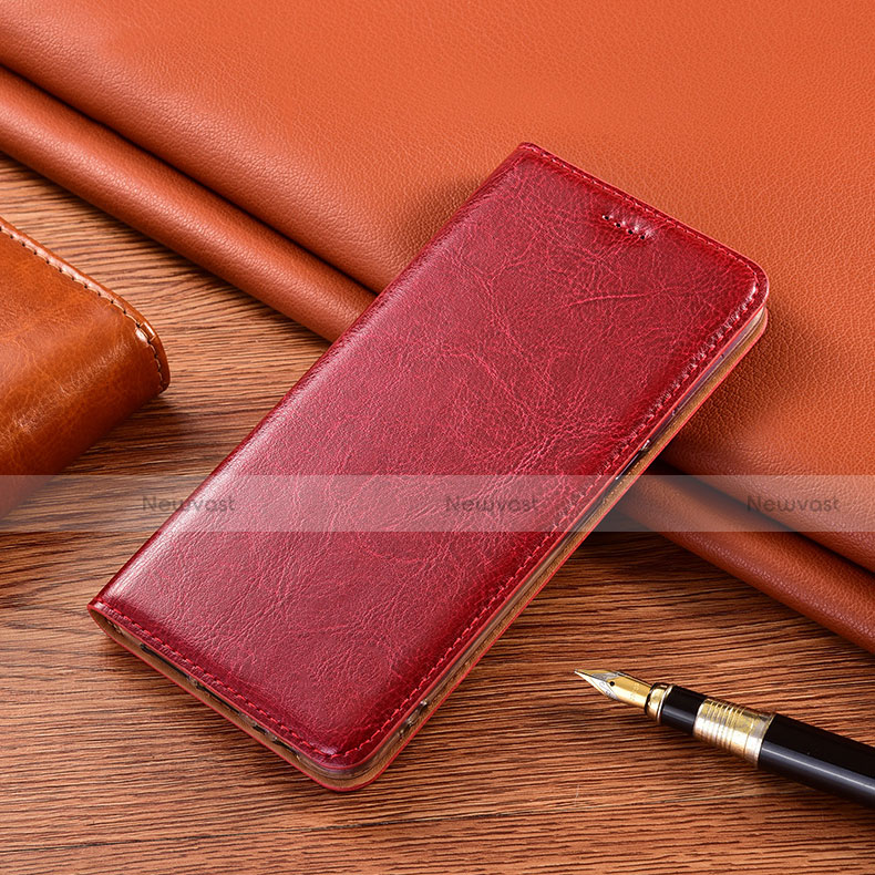 Leather Case Stands Flip Cover H19 Holder for Apple iPhone 14 Red