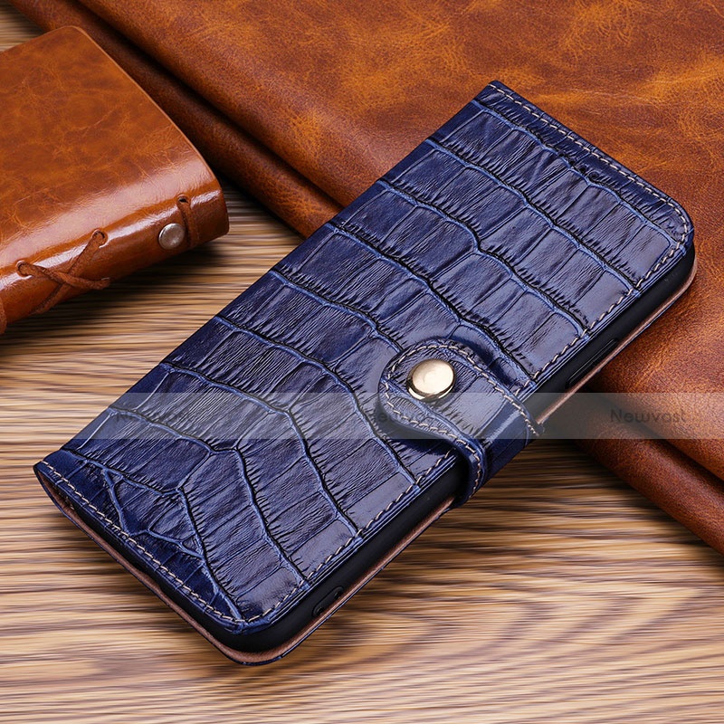 Leather Case Stands Flip Cover H21 Holder for Apple iPhone 13 Pro Max Blue