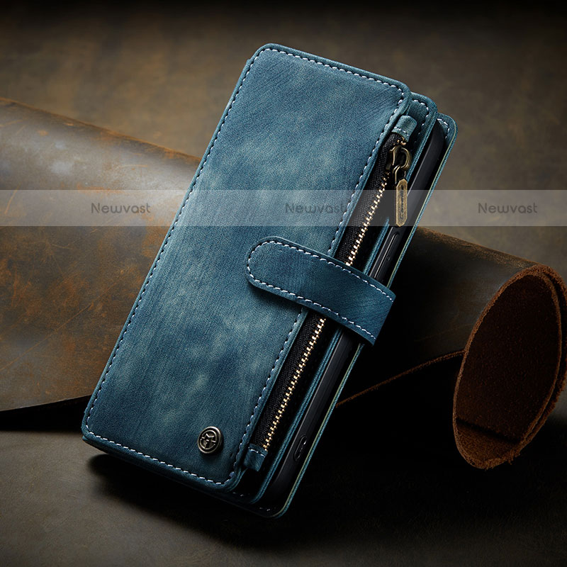 Leather Case Stands Flip Cover H26 Holder for Apple iPhone 14 Blue