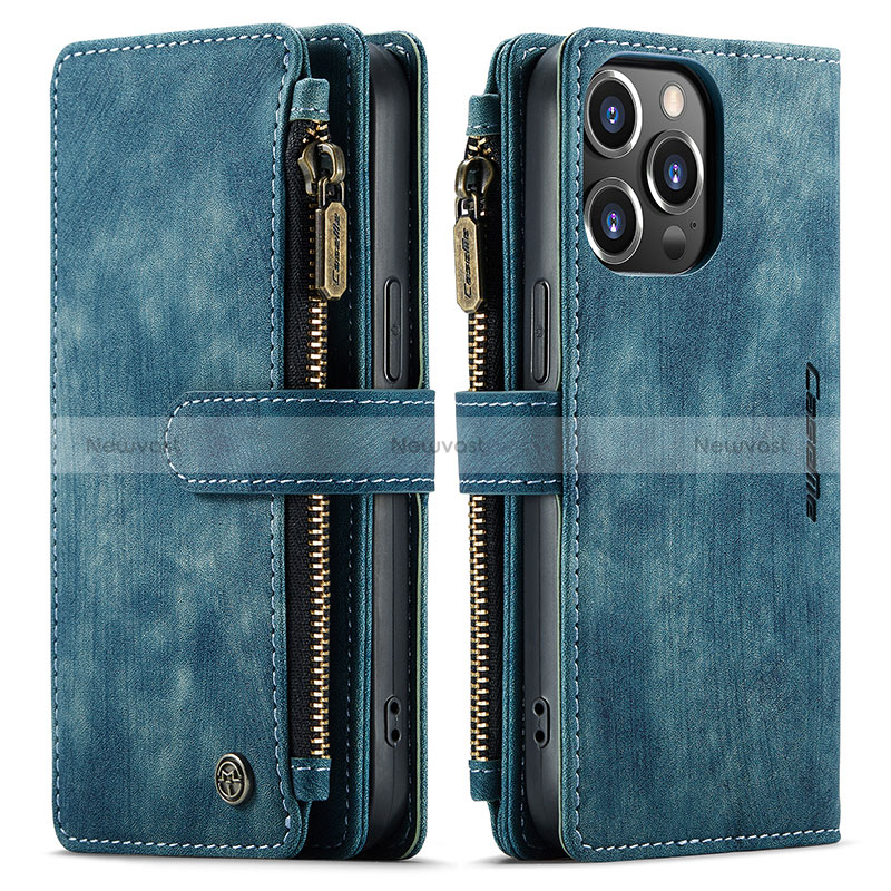 Leather Case Stands Flip Cover H27 Holder for Apple iPhone 14 Pro Blue
