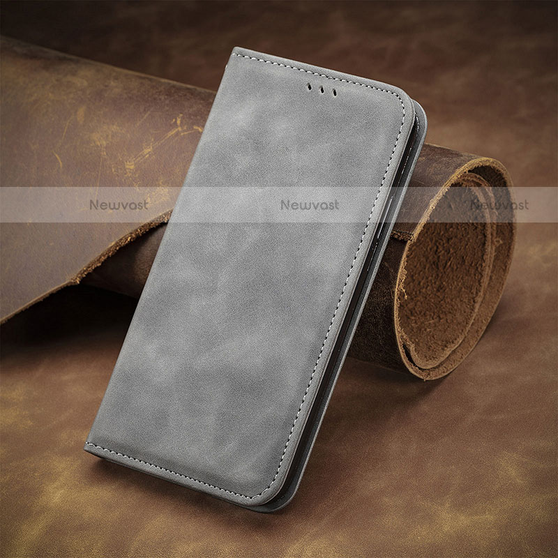 Leather Case Stands Flip Cover H29 Holder for Apple iPhone 13 Mini Gray