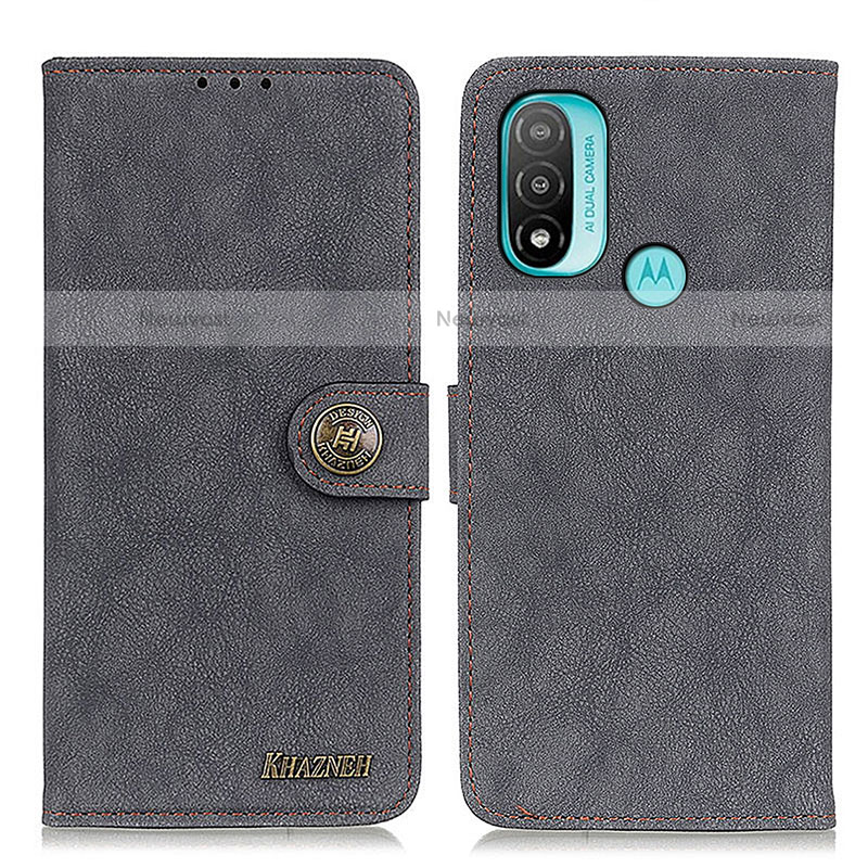 Leather Case Stands Flip Cover Holder A01D for Motorola Moto E20 Black