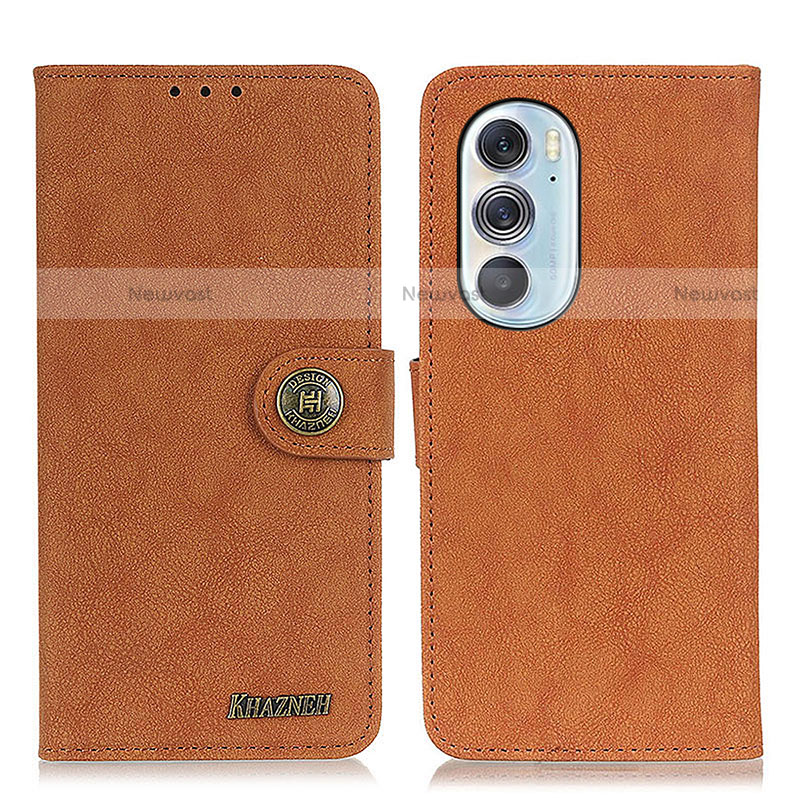 Leather Case Stands Flip Cover Holder A01D for Motorola Moto Edge Plus (2022) 5G Brown