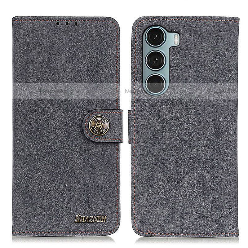 Leather Case Stands Flip Cover Holder A01D for Motorola Moto G200 5G Black