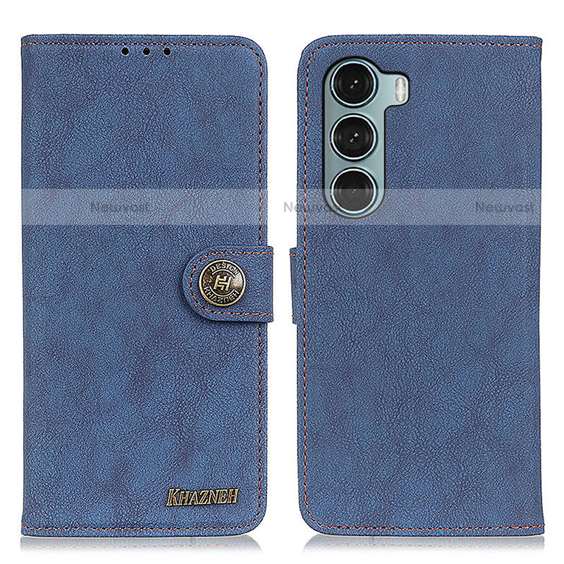 Leather Case Stands Flip Cover Holder A01D for Motorola Moto G200 5G Blue