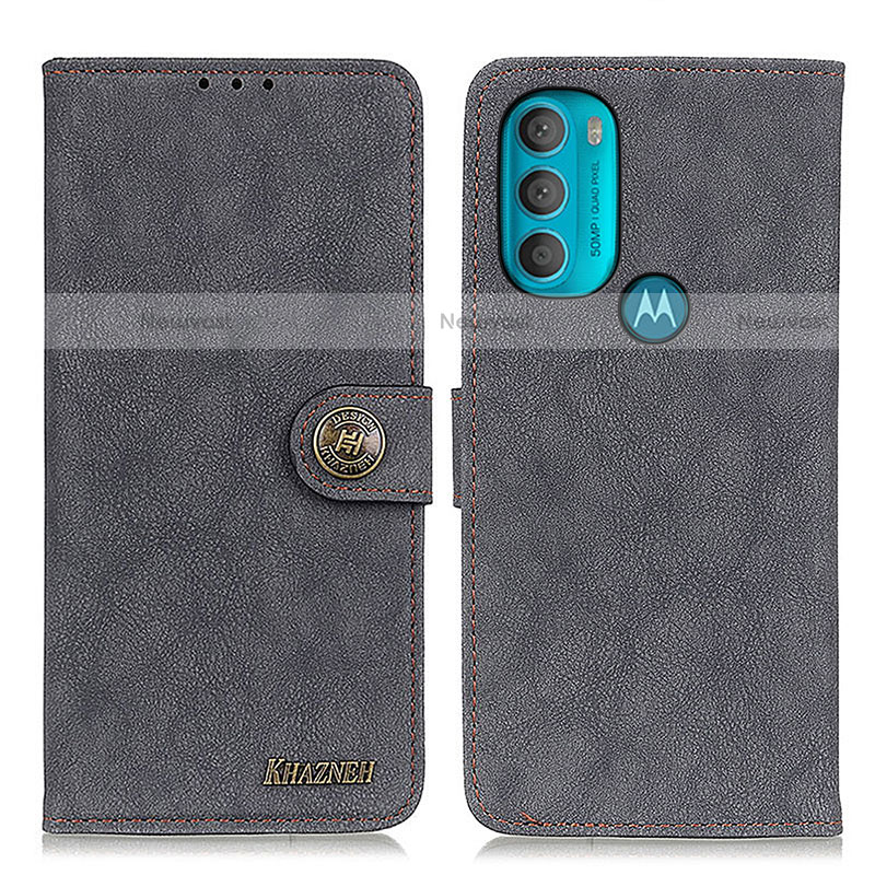 Leather Case Stands Flip Cover Holder A01D for Motorola Moto G71 5G Black