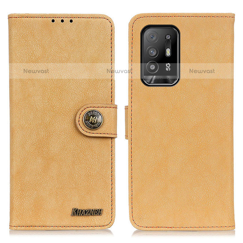 Leather Case Stands Flip Cover Holder A01D for Oppo A94 5G Gold