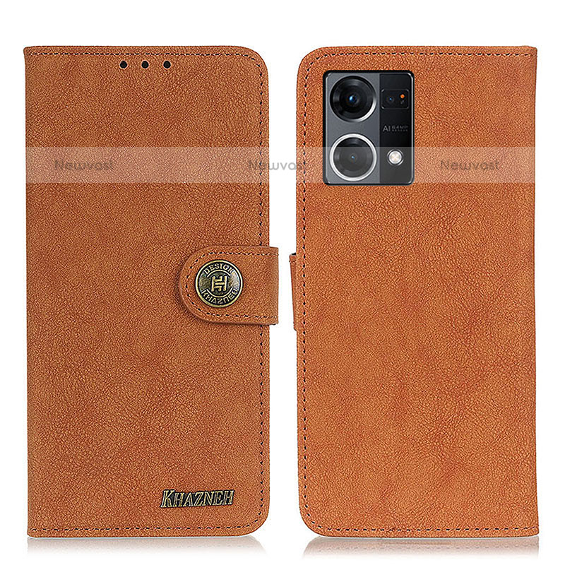 Leather Case Stands Flip Cover Holder A01D for Oppo F21s Pro 4G Brown