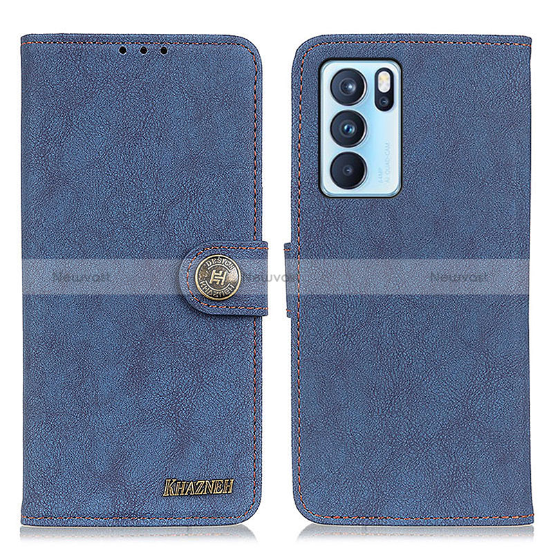 Leather Case Stands Flip Cover Holder A01D for Oppo Reno6 Pro 5G India Blue