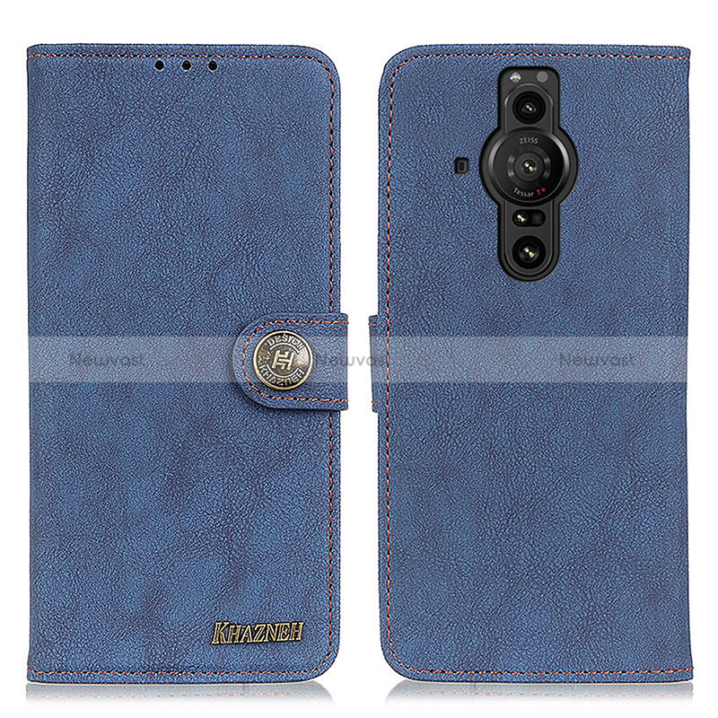 Leather Case Stands Flip Cover Holder A01D for Sony Xperia PRO-I Blue