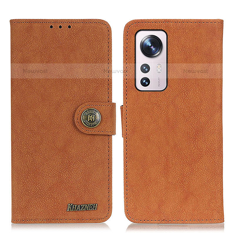 Leather Case Stands Flip Cover Holder A01D for Xiaomi Mi 12 Lite 5G Brown