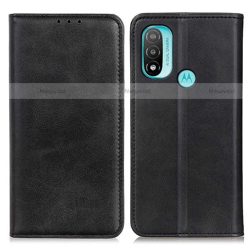 Leather Case Stands Flip Cover Holder A02D for Motorola Moto E20 Black