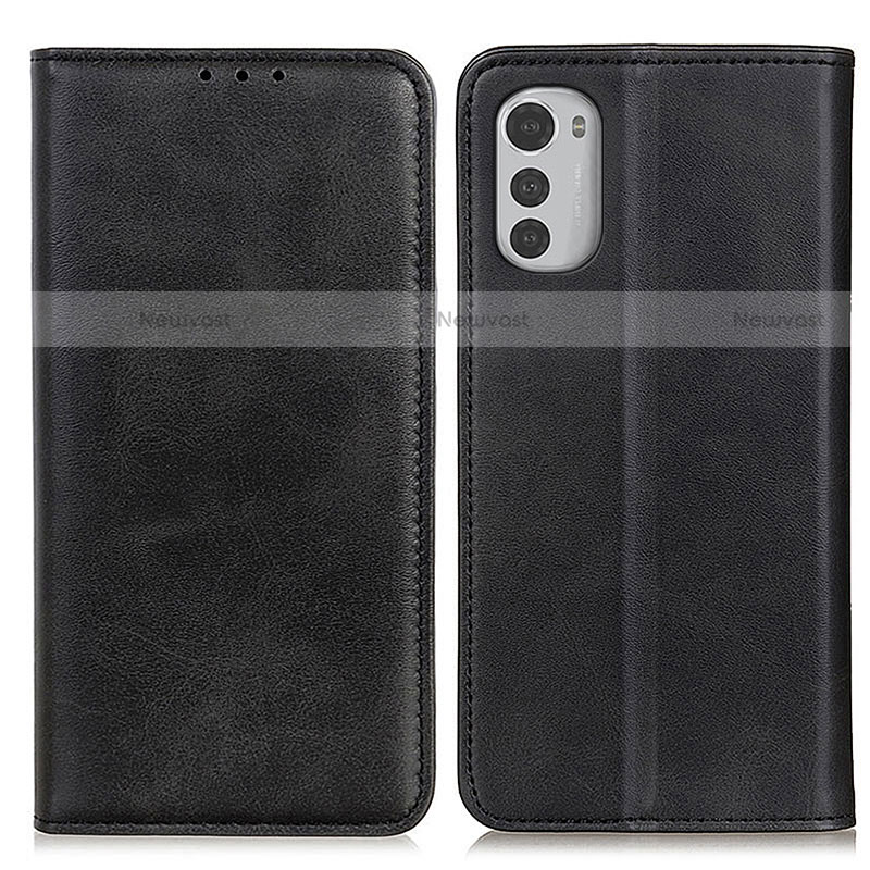 Leather Case Stands Flip Cover Holder A02D for Motorola Moto E32s Black