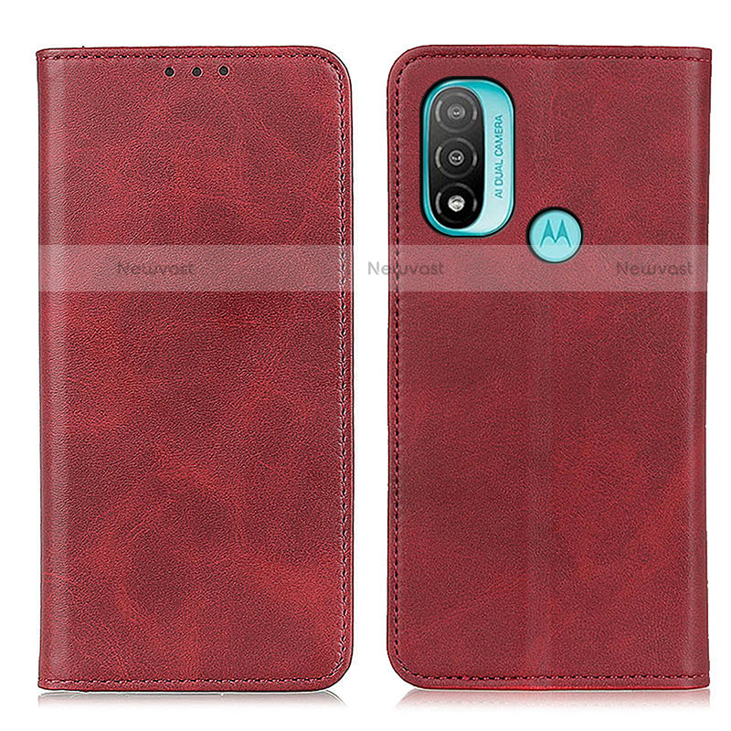 Leather Case Stands Flip Cover Holder A02D for Motorola Moto E40 Red